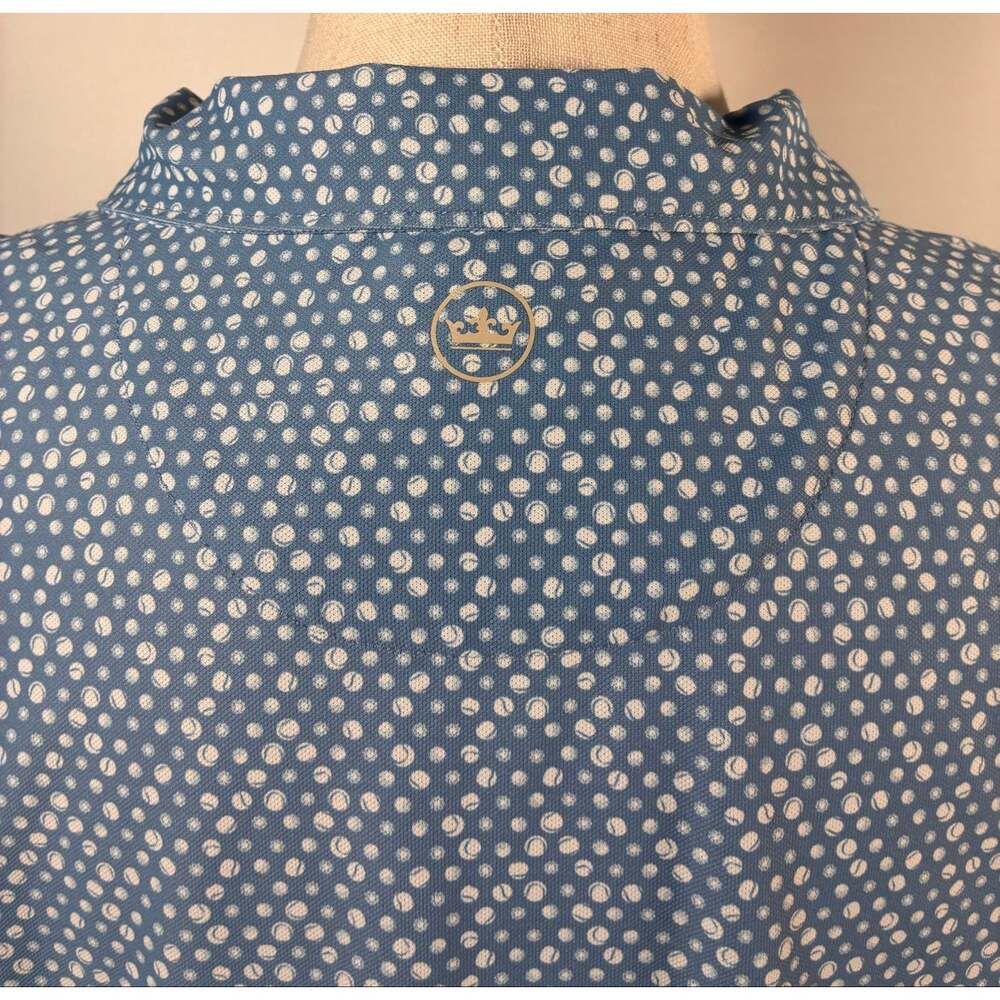 Peter Millar Sleeveless Polo XL Blue Tennis Ball Print Crown Sport Golf Women - Picture 6 of 6